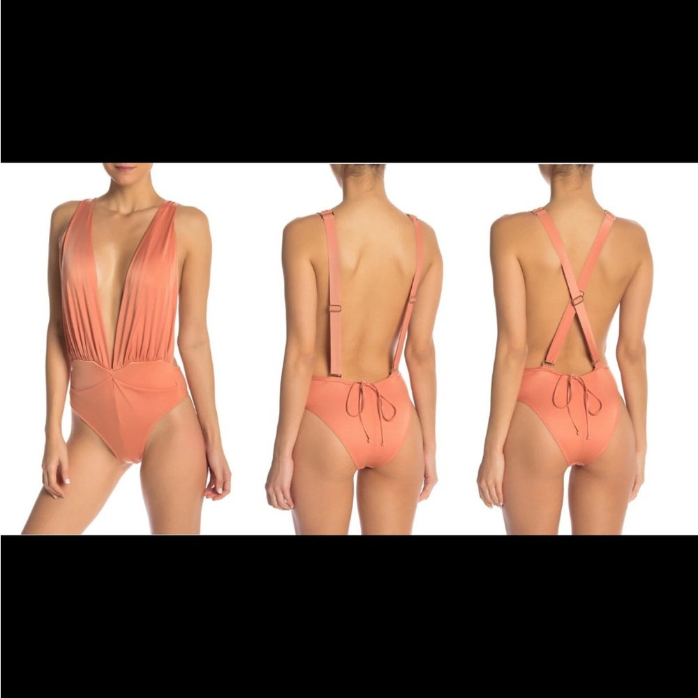 Elegant Women's One Piece Swimsuit in Coral